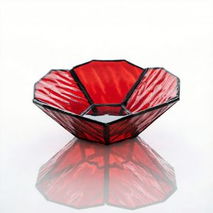 Red Poppy Stained Glass Bowl