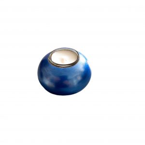 Blue Sphere Wooden Tealight Holder