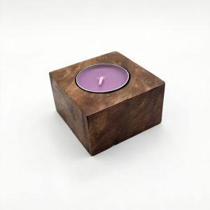 Small Square Dark Wood Tealight Holder
