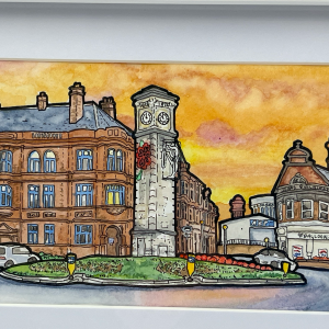 Goole Clock tower watercolour painting