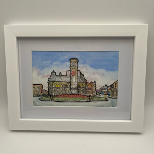 Goole Clock tower watercolour painting