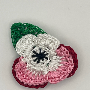 Crochet Pink Flower Brooch