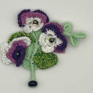 Crochet Flower Brooch Purple