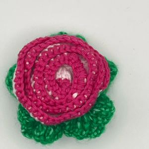 Crochet Flower Rose Brooch