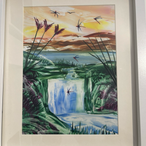 Encaustic Art Painting - Waterfall