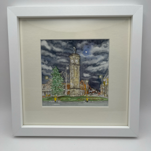 Goole Clock tower watercolour painting
